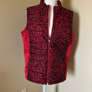 Red leopard zip vest